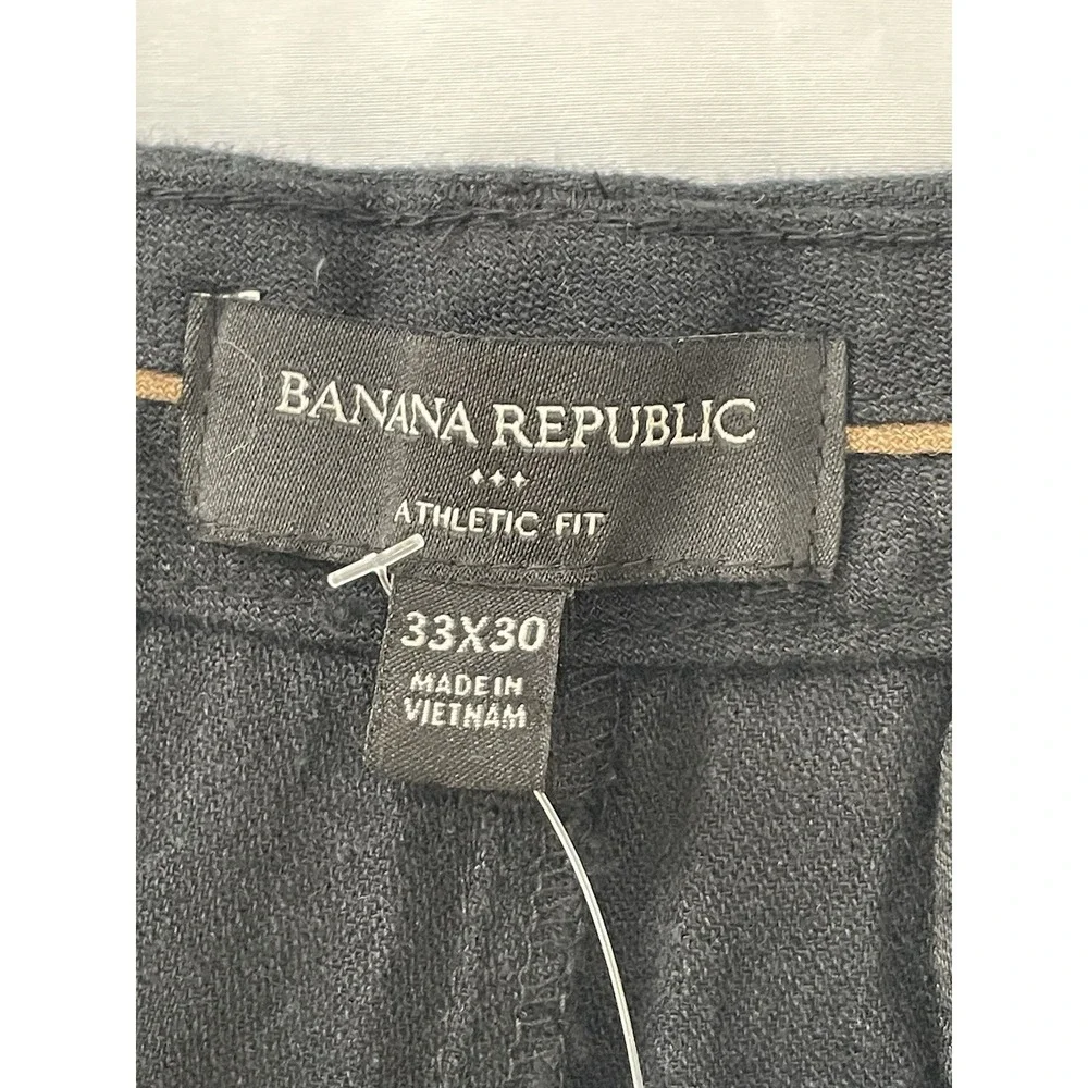 NEW Banana Republic Athletic-Fit Linen-Blend Trouser Pants 33x30 Black $90